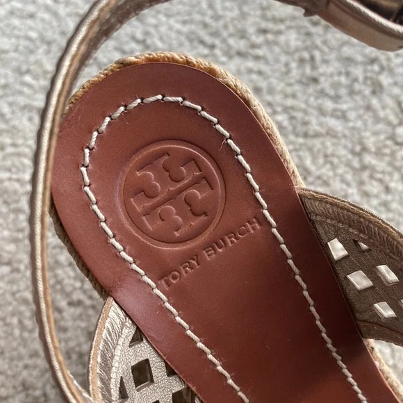 TORY BURCH Leather Printed Espadrille Sandals - Picture 9 of 10